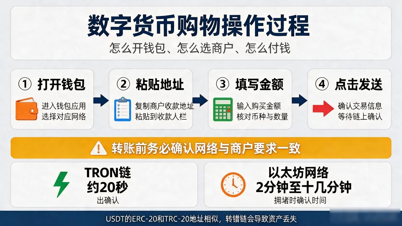 数字货币购物操作过程｜怎么开钱包、怎么选商户、怎么付钱