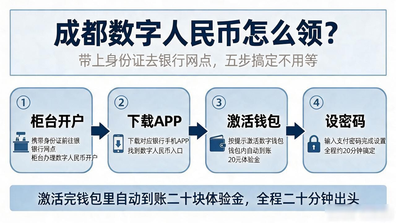 成都数字人民币怎么领？带上身份证去银行网点，五步搞定不用等