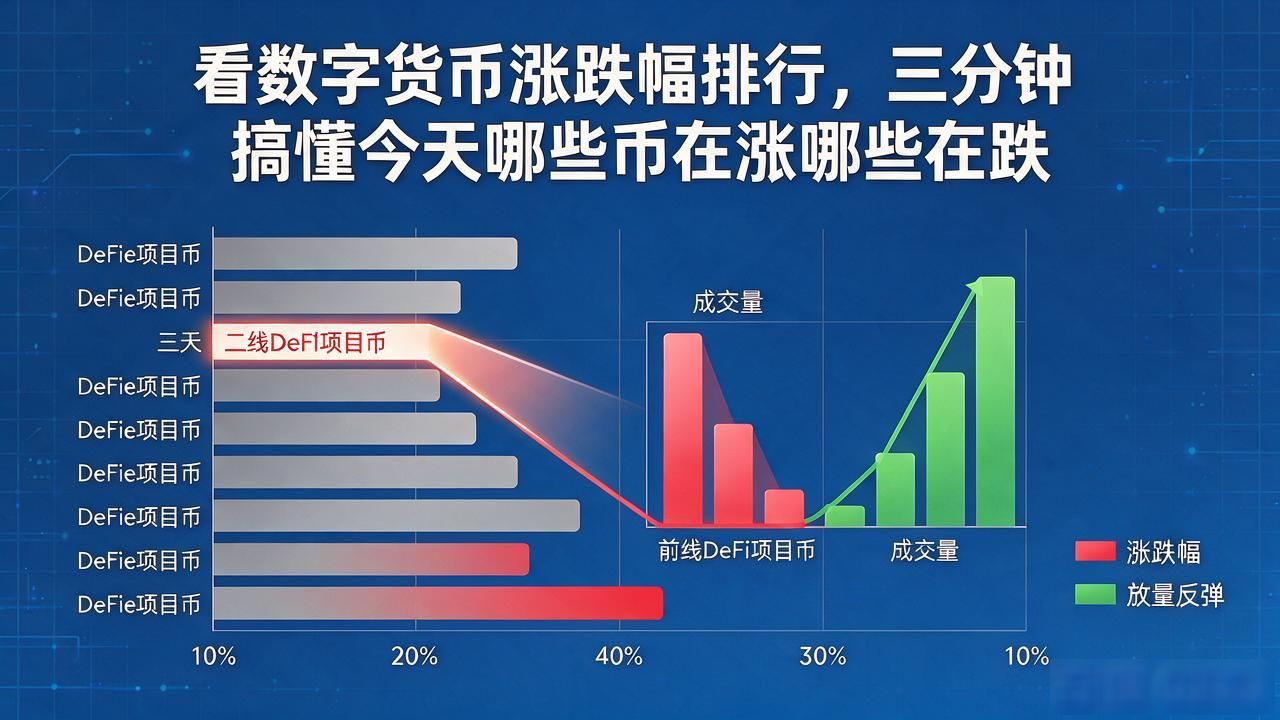看数字货币涨跌幅排行，三分钟搞懂今天哪些币在涨哪些在跌