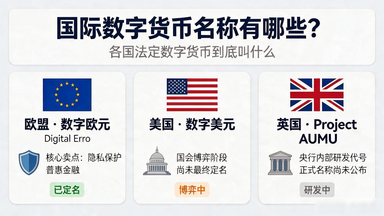 国际数字货币名称有哪些？各国法定数字货币到底叫什么