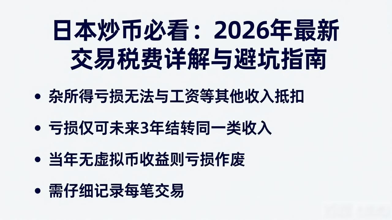 日本炒币必看：2026年最新交易税费详解与避坑指南