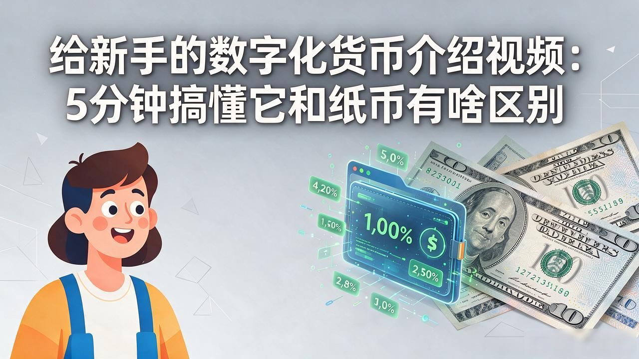 给新手的数字化货币介绍视频：5分钟搞懂它和纸币有啥区别