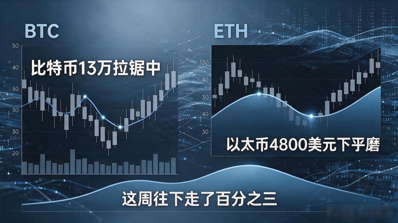 今天的数字货币走势：比特币13万拉锯中，以太坊走弱散户该咋办