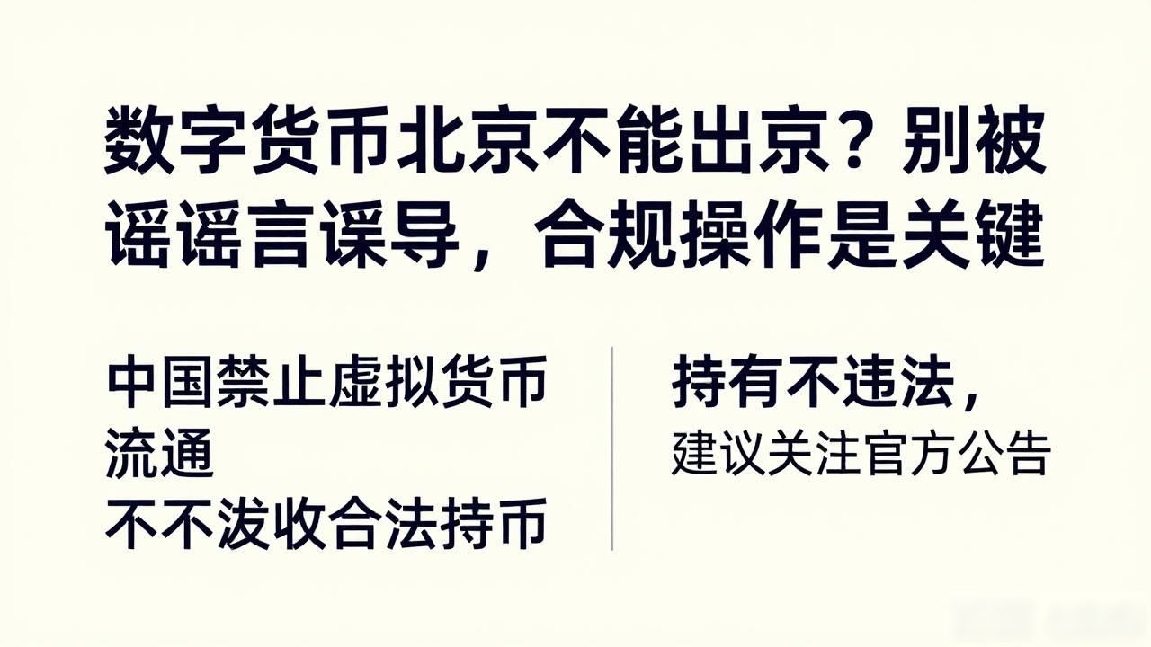 数字货币北京不能出京？别被谣言误导，合规操作是关键