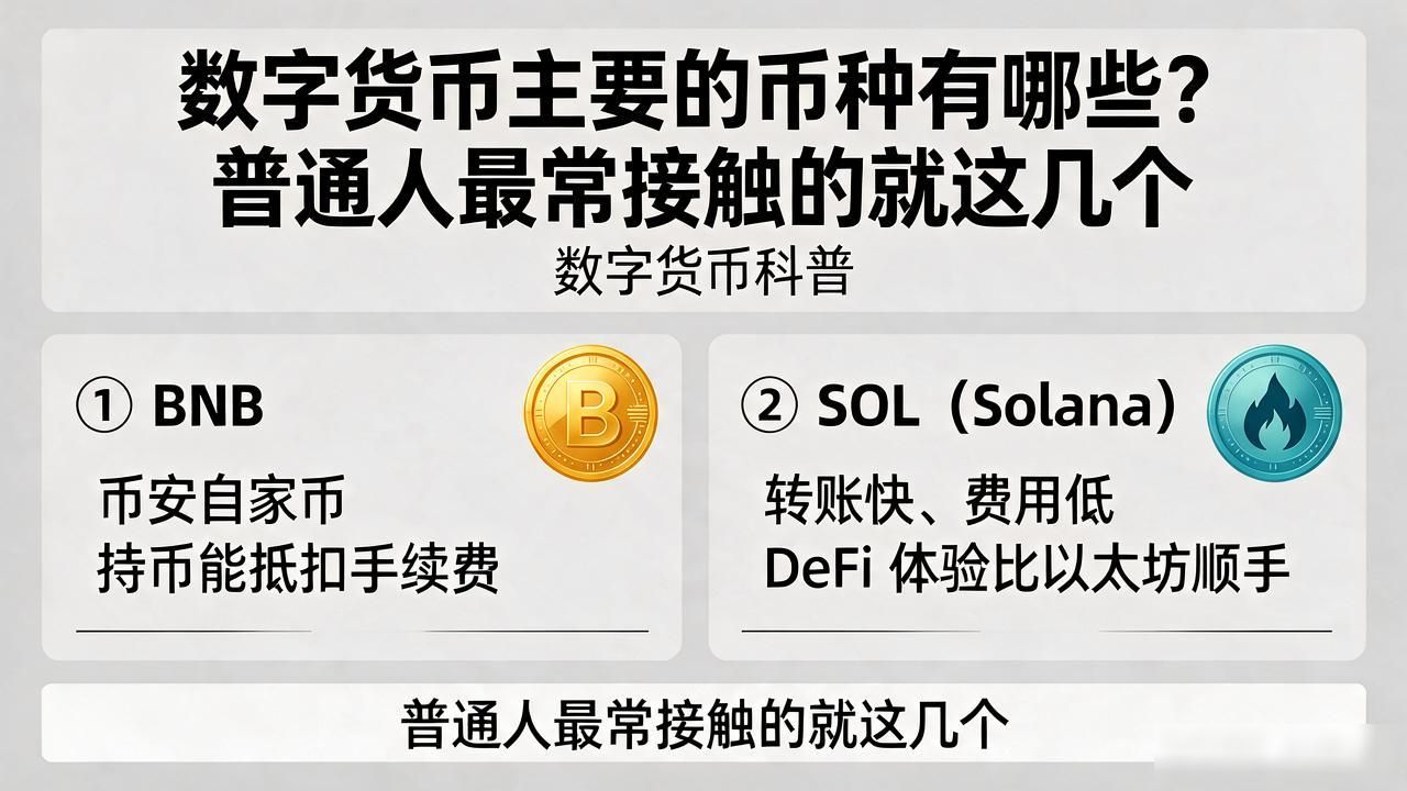 数字货币主要的币种有哪些？普通人最常接触的就这几个