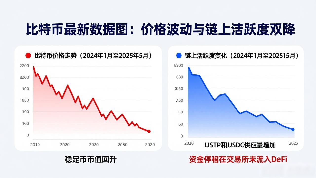 比特币最新数据图：价格波动与链上活跃度双降
